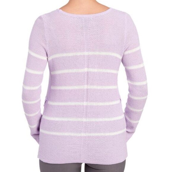 Design 365 Saks Pastel Purple XL Sweater NWT Lace Up Side Stripe Cotton Romantic - Picture 4 of 6